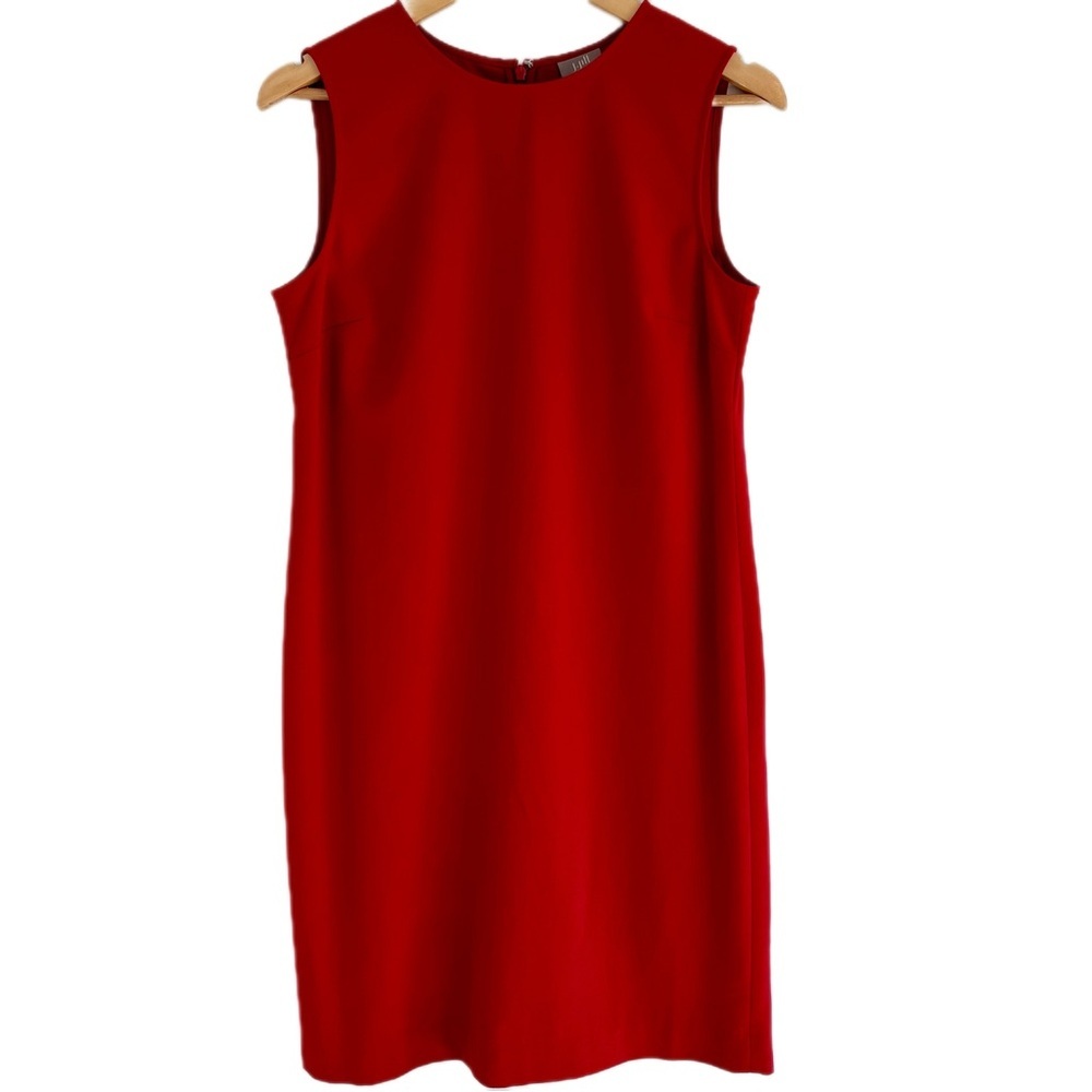 J. Jill Women's Stretch Dress Classic Red size 8 Sleeveless Shift Dress Career